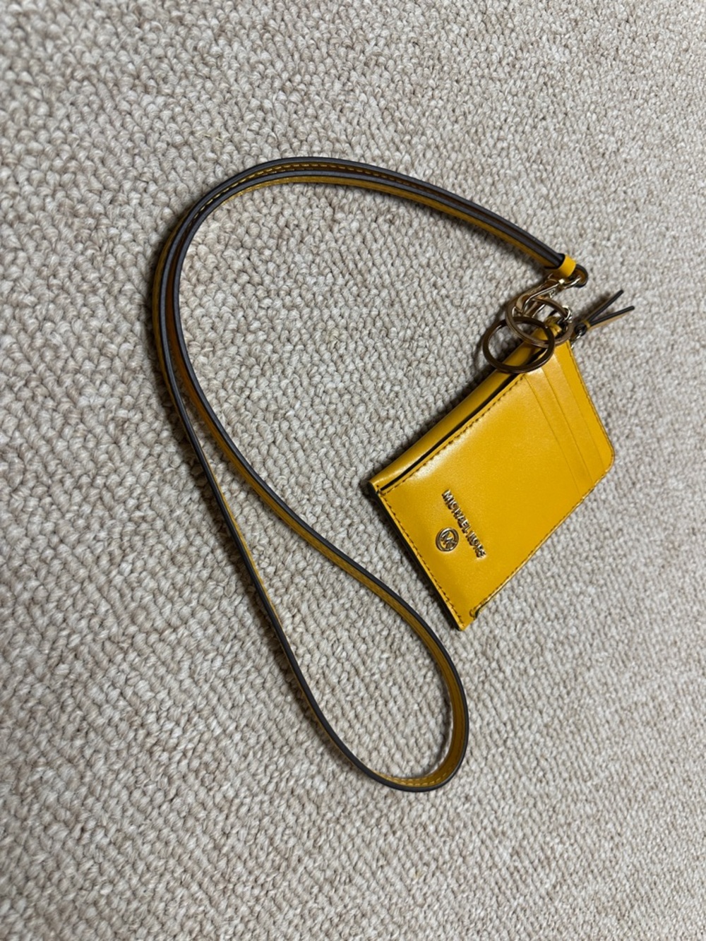 Michael Kors Yellow Leather Cardholder Lanyard with Key Ring